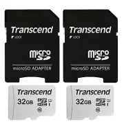 2 Units Transcend 32GB MicroSD Class 10 Micro SDHC Memory Card with SD Adapter