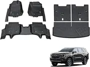 OAD4X4 Floor Mats & Boot Liner Set Compatible with Ford Everest Next-Gen 7 Seats 2022-Onwards, Custom-Fit TPE All-Weather Car Liners with Door Sill Coverage