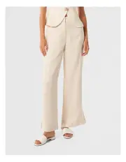 [Forever New] Heather Linen Side Split Pants in Neutral