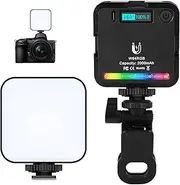 Magnetic RGB Video Light with Multi Functional Stand, 360° Full Color LED Camera Light with 3 Cold Shoe CRI≥95 2500K-9000K, 2000mAh Rechargeable Photography Lighting with 20 Scene Modes