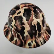 full brim hard hat custom hydro dipped IN COWBOY CAMO , COW HIDE REALISTIC NEW