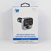 Just Wireless Bluetooth FM Transmitter with USB-C and USB-A Charging Port- Black