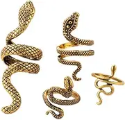 [Generic] Snake Knuckle Rings, Snake Rings for Women, Vintage Snake Finger Joint Rings, Reptile Serpent Band Ring, Gold Silver Black Snake Ring for Women Men
