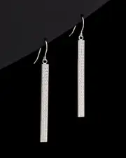 14K Italian Gold Diamond Cut Bar Drop Earrings