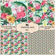 Hibiscus Flaming Patterned HTV, Printed Vinyl, Iron on Vinyl, Adhesive Vinyl 982