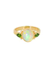 Tiramisu 14K Plated 1.82 ct. tw. Ethiopian Opal, Chrome Diopside, White Topaz Ring