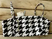 Asos Denim Black White Print crop top Bra zip Back Bralette Women’s Size 10 BNWT
