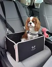UNITED PETS Car Box Car Dog Transport Box Washable Inner Lining 100% R-Pet Black Pink Foldable Compatible with All Cars Transport Box Travel Box