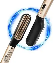 Beard Straightener Brush, AU Plug Hair Straightening Brush, 3IN1 Hair Straightener Comb with 30S Fast Heating and Anti-Scald Feature, Electric Portable Men's Hair Styling Brush for Home Travel
