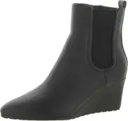 Anne Klein Womens Valore Faux Leather Pointed Toe Booties | Black | 7 M