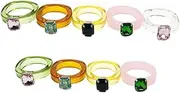 [MOBUTOFU] Elegant Acrylic Ring Gemstones Fashion Jewelry Unique Accessory for Women Random