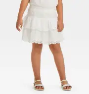 Girls' XL (14) Tiered Woven Pull-On White Cotton Eyelet Skirt Cat & Jack