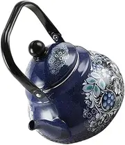 LOORGVEL Large Capacity Camping Tea Kettle Vintage Peacock Design Stovetop Safe Heat Resistant Enamel for Home Outdoor Use