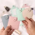 2-Face Makeup Mirror Solid Color PU Leather Simple Portable Handheld Mirror WY8