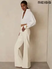 Reiss Ecru Sakura Petite Patch-Pocket Flared Jeans (H25072) | $325