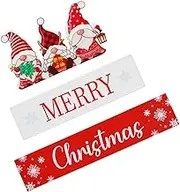 CATIEBYE 3pcs Wood Santa Sign Christmas Decor Tiered Tray Table Decor Home Party Xmas Indoor Outdoor