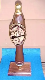 1997 *GEORGETOWN BROWN* BEER TAP HANDLE~Walnut base