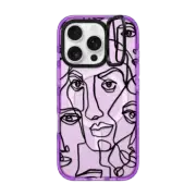 iPhone 16 Pro Impact Ring Stand Case MagSafe Compatible FACE MOSAIC SKETCH 4 CLEAR CASE IPHONE, ABSTRACT MINIMAL PEOPLE MEN ILLUSTRATION By Ebi Emporium