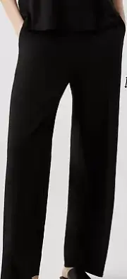 NWT Eileen Fisher Tencel Black Slim Pants~$198 ~Stretch Waist~Side Zip~sz M