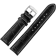 [g24] 18mm Genuine Leather Watch Band Strap Fits PRC200 PRS200 CHRONOGRAPH | PRS-200 PRC-200 Black With White Stitch