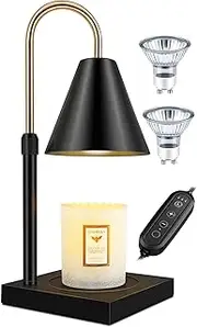 [RAINBEAN] Candle Warmer Lamp with Timer Adjustable Height and Brightness Electric Candle Lamp Warmer for Large & Small Jar Scented Candle Vintage Wax Melt Warmer Vintage Home Decor (Black)