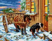 "Their Christmas Eve" Printed Canvas for Cross Stitch Tapestry Gobelin 2753