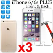 x3 Tempered Glass 9H screen protector for Apple iPhone 6 6s PLUS Front + Back