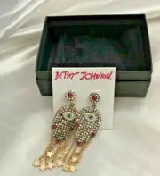 Betsey Johnson Hamsa Drop Earrings Eye Hand MSRP $52