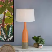 Potters 1 Light Ceramic Large Table Base Only - Orange/Brown - ZAF11187A