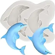 MINFEIDMS Dolphin Silicone Fondant Molds Dolphin Chocolate Candy Mold For Cake Decorating Cupcake Topper Gum Paste Polymer Clay