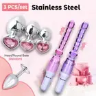 3PCS Vibrator Stainless Trainer Set Kit Steel Butt Plug Anal Trainer Sex Toy AU