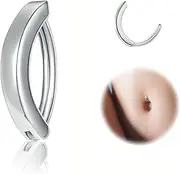 [FASHGOOD] 14G Belly Ring,G23 Titanium Belly Piercing,Hypoallergenic Clicker Opal Belly Ring Gold Silver Belly Bar 10MM Reverse Curved Belly Button Piercing Jewellery