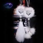 Car Crystal Bling Fox Plush Fur Tail Ball Pendant Animal Car Interior Decoration