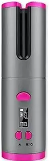 Cordless Automatic Hair Curler, Portable Curling Wand for Hair Styling Anytime, Anywhere, Rechargeable Auto Hair Curler with 3 Temperature & Timer Settings