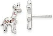 [JewelryWeb] 925 Sterling Silver Polished Enamel Giraffe Teen Post Earrings 15x10mm Wide
