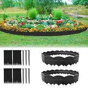 Vashly Garden Edging Border, 40pcs Landscape Borders, Plastic Fence Edging, Interlocking Landscaping Flexible Lawn Flower Bed for Outdoor Patio Pathway, Black