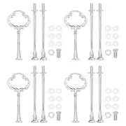 4 Set Cake Tray Stand Handle Plate Hardware, 3-Tiers Mini Sunflower Silver