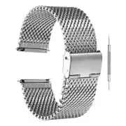 Stainless Steel Mesh Watch Band 24mm Quick Release Watch Adjust Strap, Silver