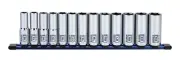 13Piece 1/2" Drive Chrome Socket Rail 6Pt Metric Deep