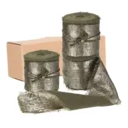 3pcs Chiffon Ribbon, 1 1/2"x5 Yard Silk Ribbon, Dull Green Glitter Fabric Ribbon