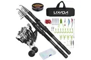 Lixada Ultra Light Fishing Rod and Reel Combos 2 PieceTelescopic Fishing Pole with Spinning Reel Combo Kit Fishing Line Lures Hooks Set Fishing Accessories with Carry Bag (240cm)