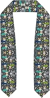[SKKNT] Wearing Clothes Corgi Dogs Print Graduation Shawl Stole For Academic Commencements Honor Sash Congratulations Gift
