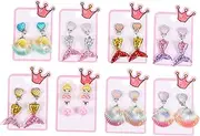 [TINEASUR] Little Girls Clip Earrings Set 8 Pairs Creative Jewelry Earrings Sturdy Clips