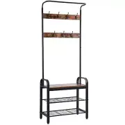 Sunnyglade Vintage Coat Rack Shoe Bench, Hall Tree Entryway Storage Shelf, Wo...