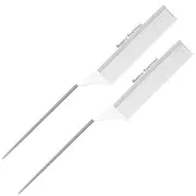 8.8 Inch White Metal Tail Comb (2 Pack) Carbon Fiber and Stainless Steel Pintail