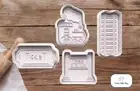 Train Cookie Cutter & Embosser Stamps Set Of 4 - Train- Ticket- Station