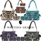 Buckle Western Sequined Concealed Carry Purse Handbag Women Shoulder Bag Wallet