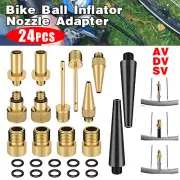 24pc Bike Ball Inflator Nozzle Adapter Air Pump Valve Needle Presta Schrader Kit