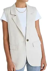 [Mywinway] Linen Vest Women 2025 Spring Summer Sleeveless Lightweight Cotton Blazer Jackets Casual Vests Tops