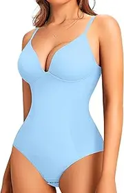 [LODAY] Shapewear Bodysuits for Women Deep V Neck Body Suit with Built in Bra